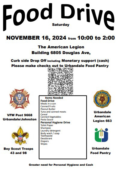 Food Drive Nov 16 2024